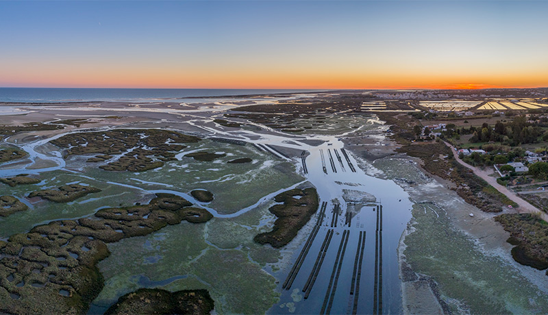 Ria Formosa natuurpark gezien vanuit de lucht