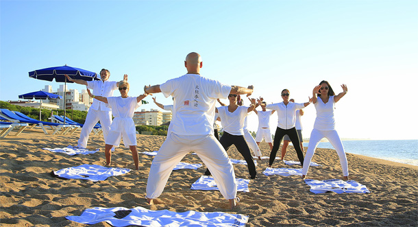 Yoga op het strand