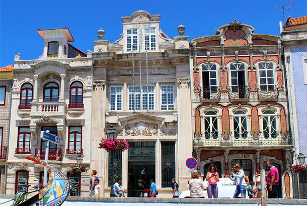 Art Nouveau-gevels in het centrum van Aveiro