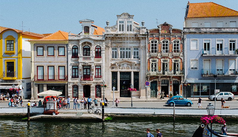 Gevels met art nouveau gevels in Aveiro