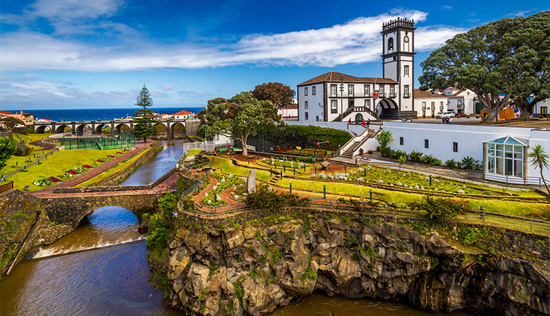 De stad Ribeira Grande op São Miguel