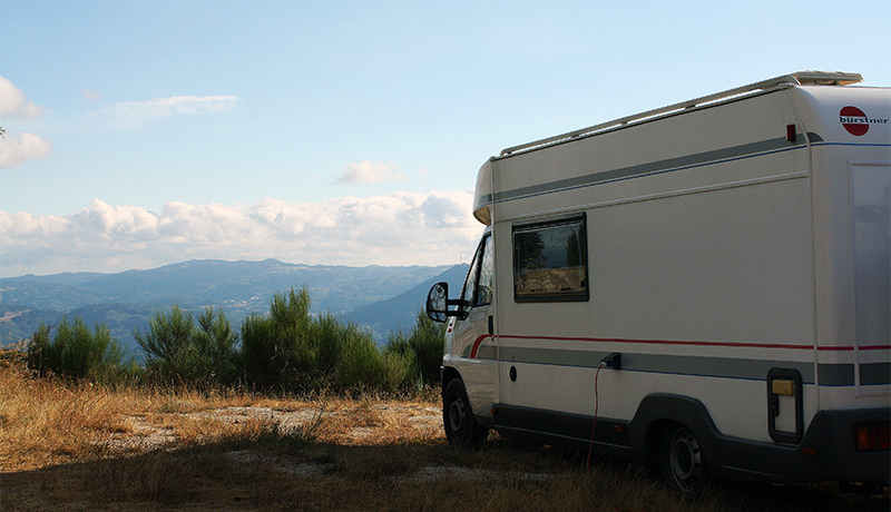 Camper op camping in Noord-Portugal