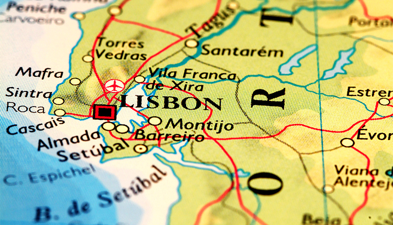 Kaart van de omgeving van Lissabon