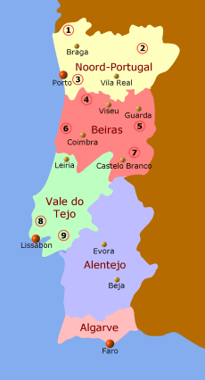 Portugal vakantie Links gebieden en steden