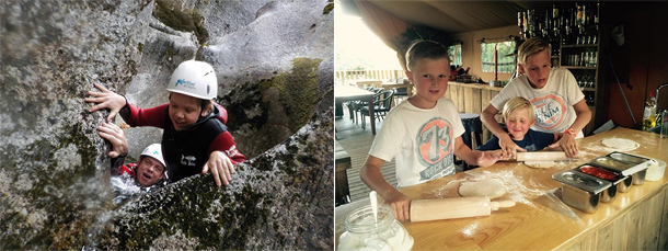 Pizza-avond en canyoning walking met kinderen