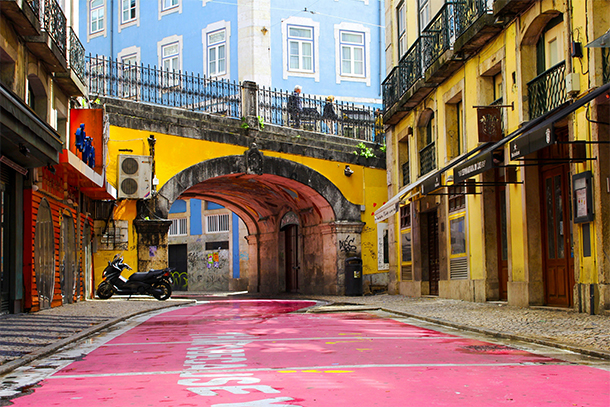 Pink Street in Lissabon