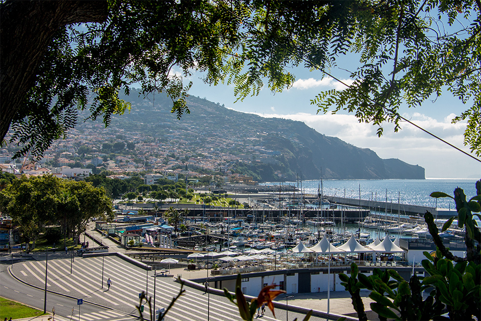 Uitzicht over de haven en boulevard van Funchal