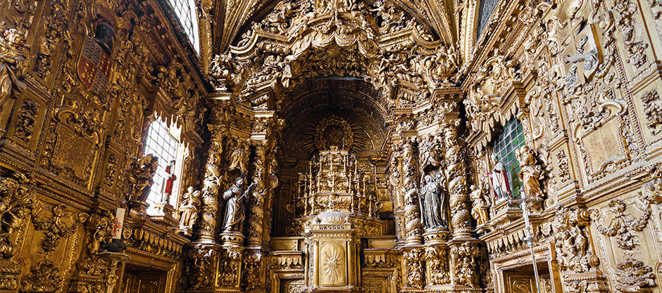 Talha dourada in de 'gouden' kerken van Porto