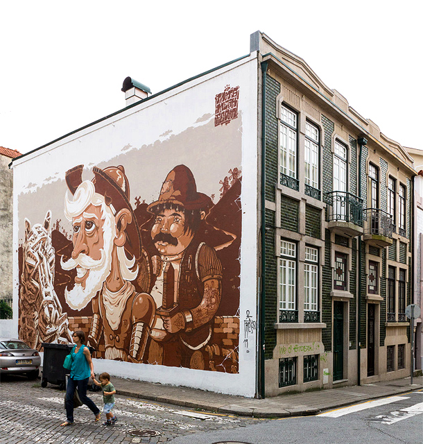 Kunstwerk in de Rua Miguel Bombarda, Porto