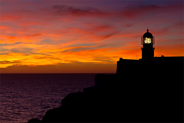 Zonsondergang bij Cabo de Sao Vicente